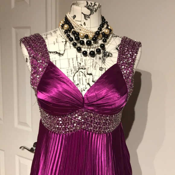 Embellish Coquette Colorful Bright Coastal Western Evening Formal Pleated Empire - Picture 2 of 8